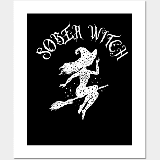 Sober Witch, Funny Halloween Addiction Recovery Posters and Art